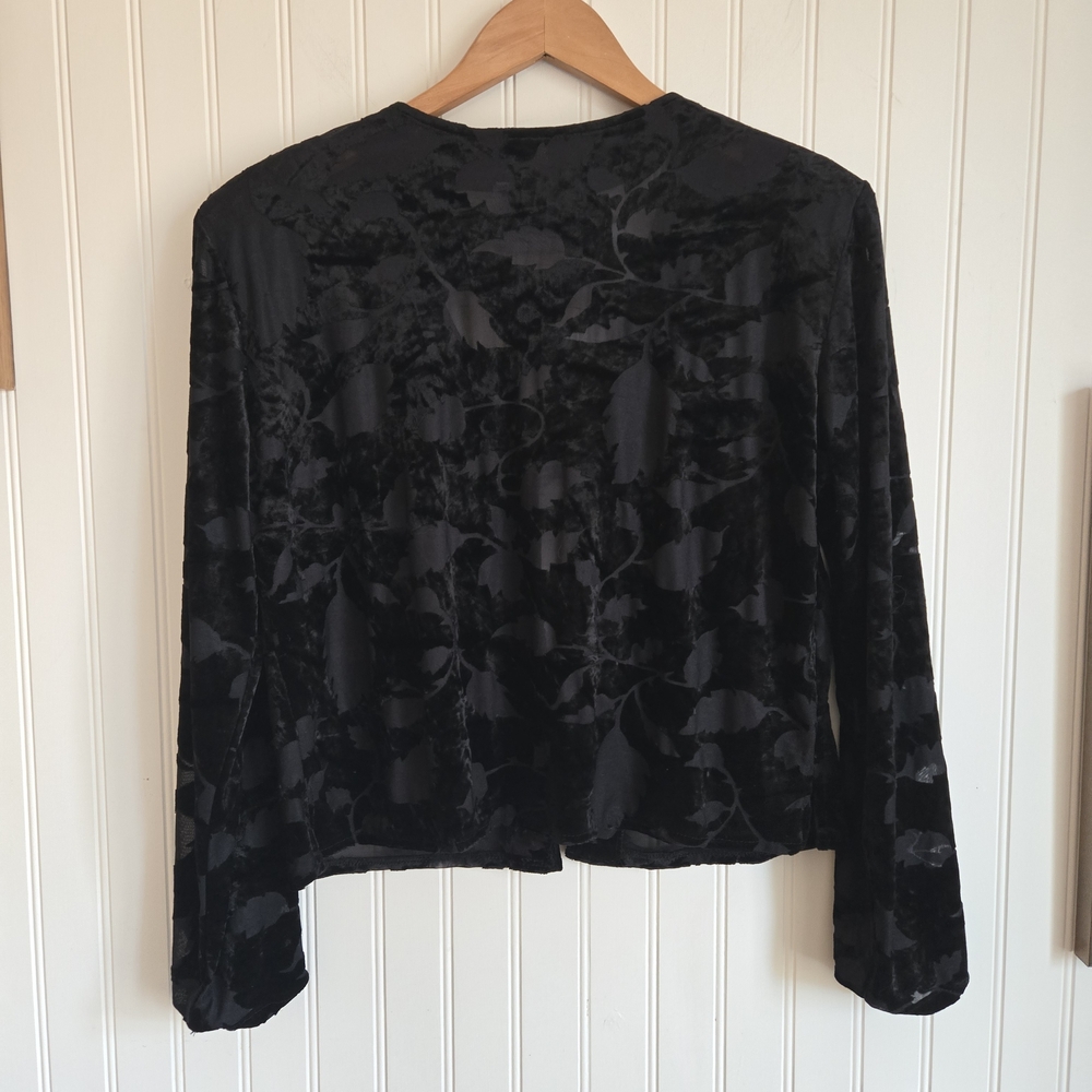 Rabbit Rabbit Rabbit Vintage Black Floral Velvet Jacket Cardigan - Picture 7 of 8